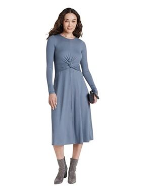 a new day - NWT - Periwinkle Blue Long Sleeve Twist-Waist Midi Dress
